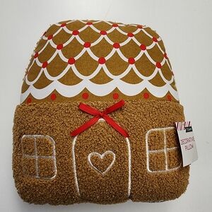 Target Bullseye Christmas Holiday Brown Gingerbread House Decor Pillow 11.5" NEW